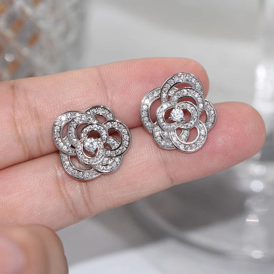 Camellia Rings Ear Studs Design Fashion Women - Elegant Jewelry
