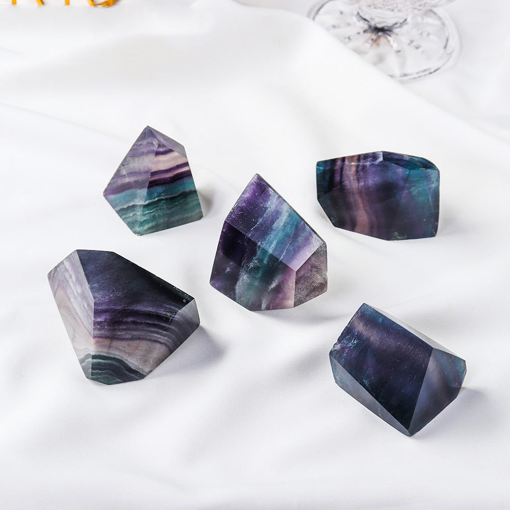 Rainbow Fluorite Polyhedron Ornament Home Decor Crystal - Buy Now