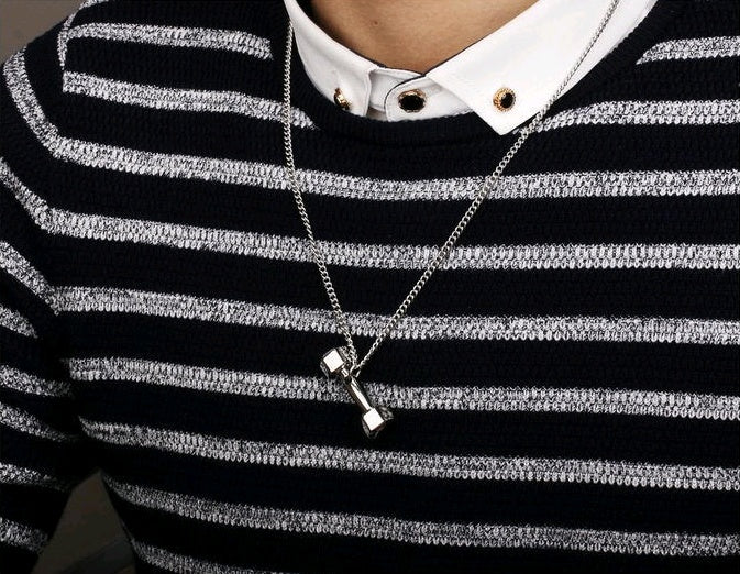 European fashion fitness dumbbell Necklace Pendant Korean