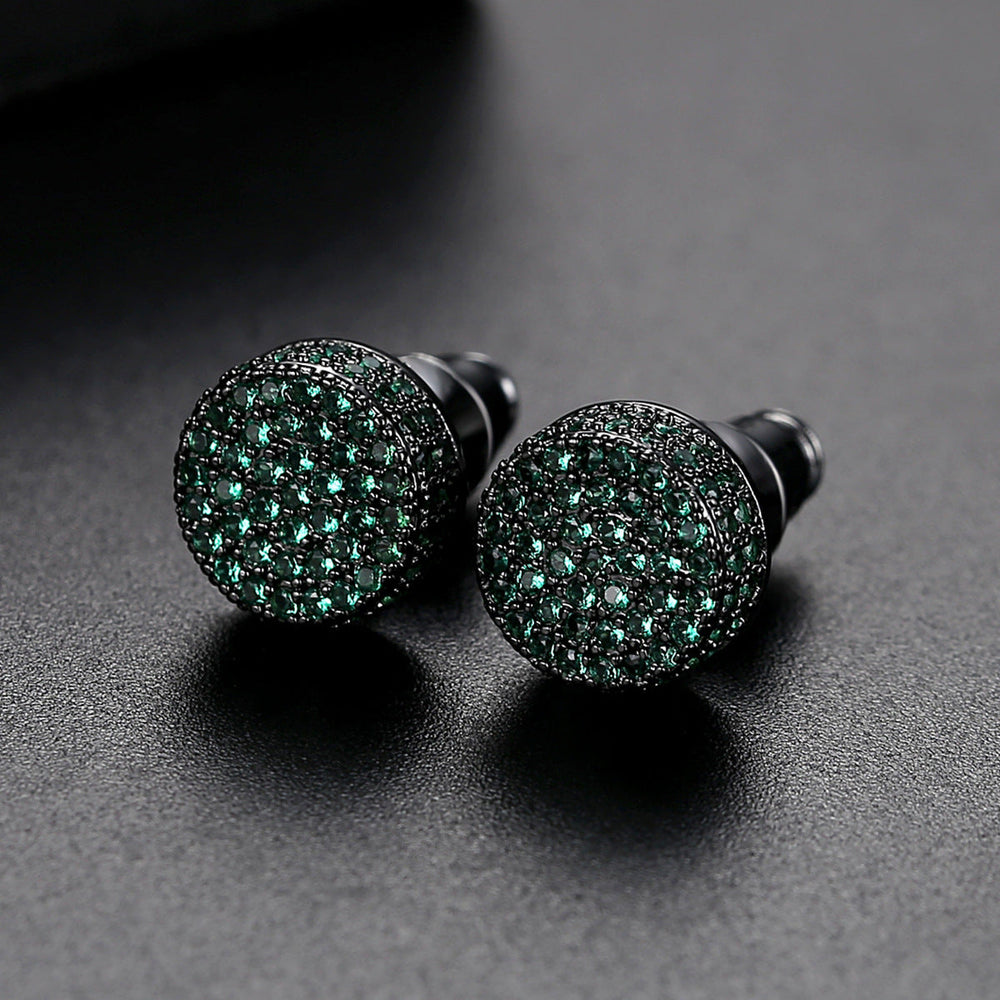 Men Ear Studs Crystal Green White Male Earings Fashion Jewelry