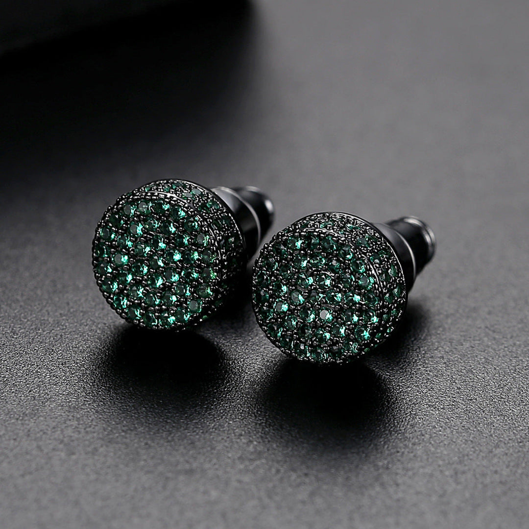 Men Ear Studs Crystal Green White Male Earings Fashion Jewelry