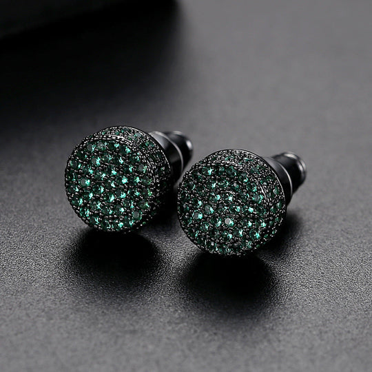 Men Ear Studs Crystal Green White Male Earings Fashion Jewelry