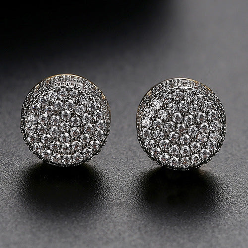 Men Ear Studs Crystal Green White Male Earings Fashion Jewelry