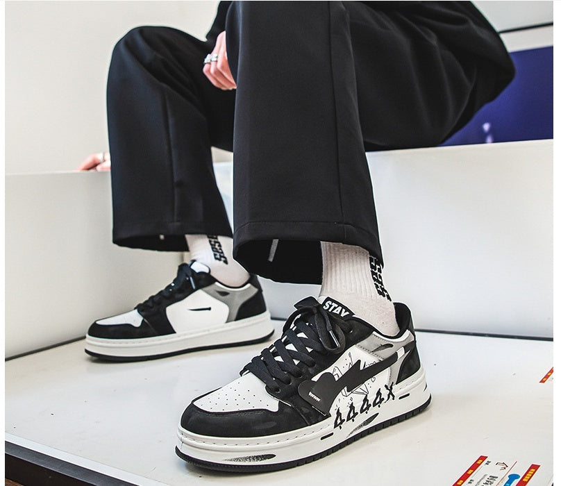 Distressed Graffiti Skateboard Shoes Men's Sneakers in Various Colors