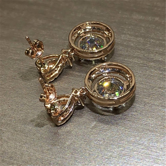 Earings Women Ring Bohemian Dangle Round - Stylish Copper Zircon