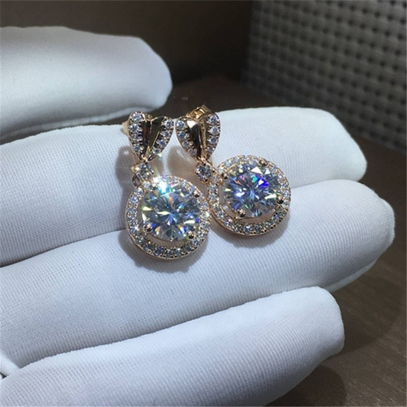 Earings Women Ring Bohemian Dangle Round - Stylish Copper Zircon