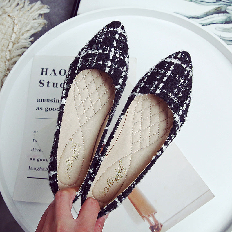 Shallow Mouth Pointed Toe Single Shoes Flat All-match Women's