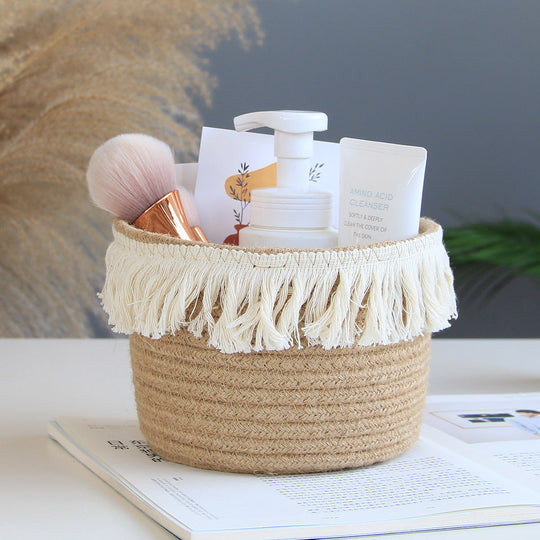 Jute Storage Basket Cosmetics Home for Sundries Storage
