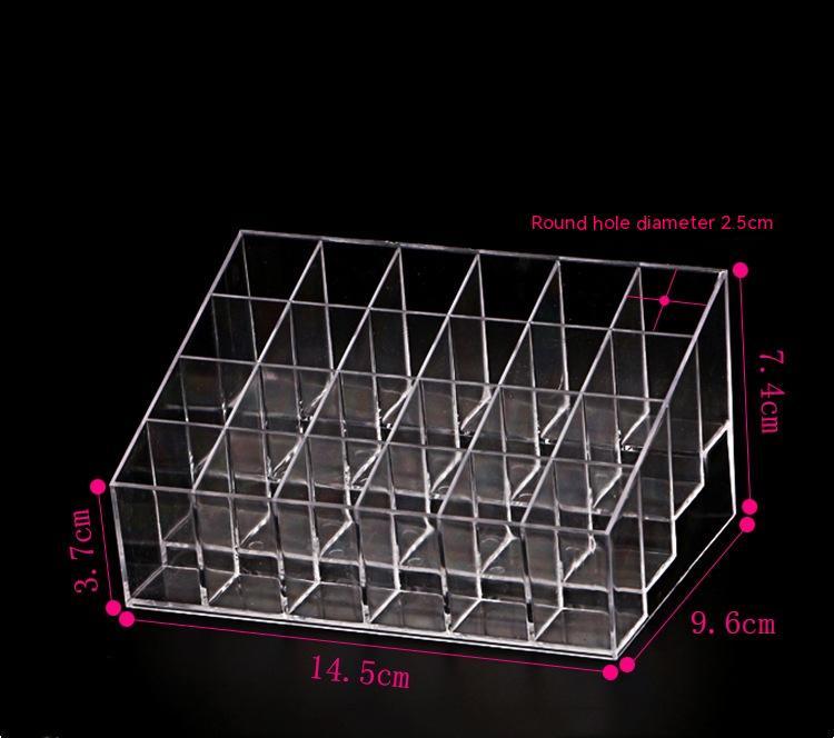 Transparent 24 Grid Cosmetics Shelf Lipstick Display Stand