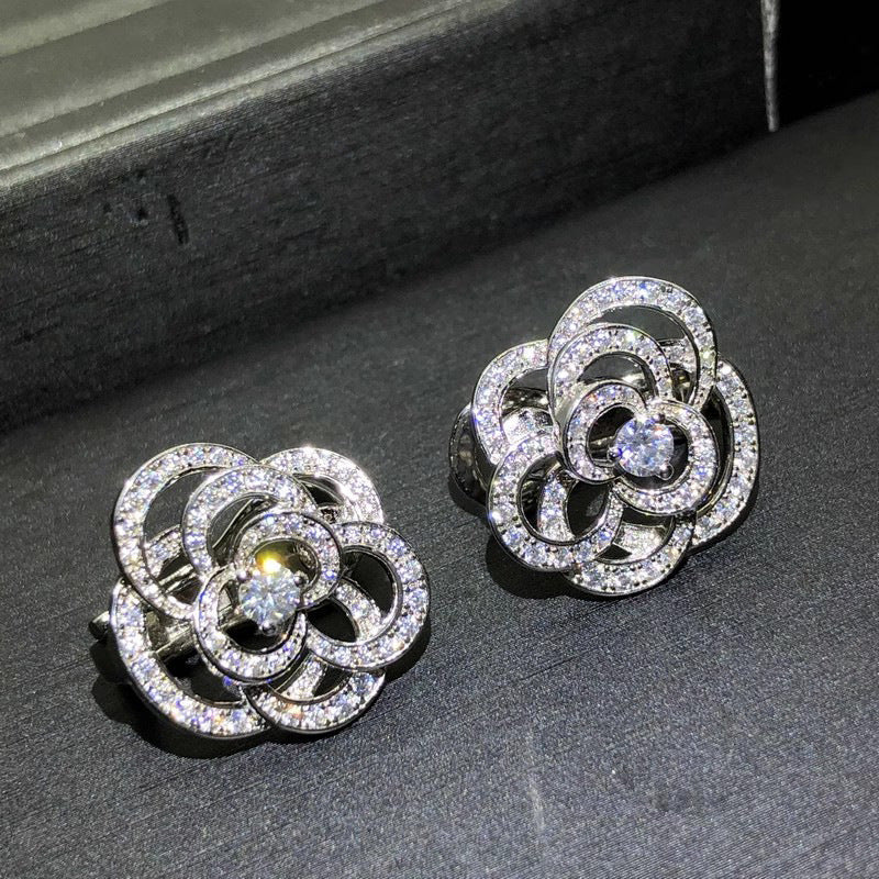 Camellia Rings Ear Studs Design Fashion Women - Elegant Jewelry