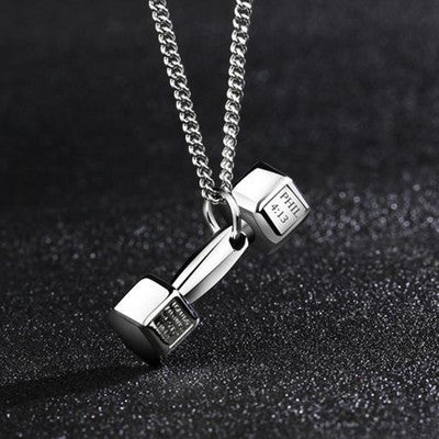 European fashion fitness dumbbell Necklace Pendant Korean