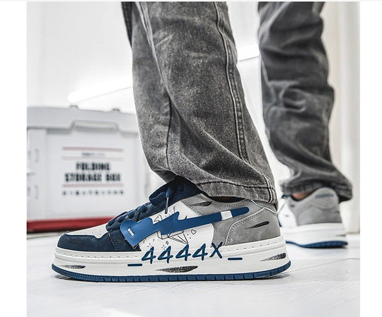 Distressed Graffiti Skateboard Shoes Men's Sneakers in Various Colors