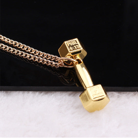 European fashion fitness dumbbell Necklace Pendant Korean