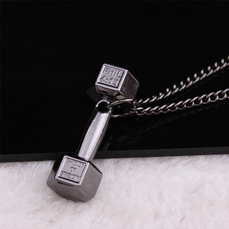 European fashion fitness dumbbell Necklace Pendant Korean