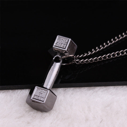 European fashion fitness dumbbell Necklace Pendant Korean