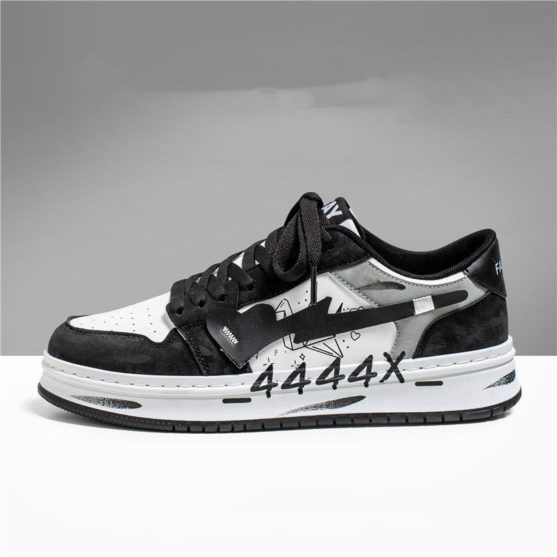Distressed Graffiti Skateboard Shoes Men's Sneakers in Various Colors