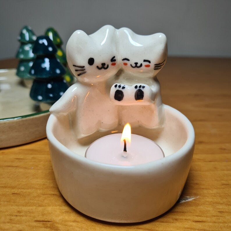 Resin Kitten-shaped Candlestick Ornaments Home Decor - Elegant Decor