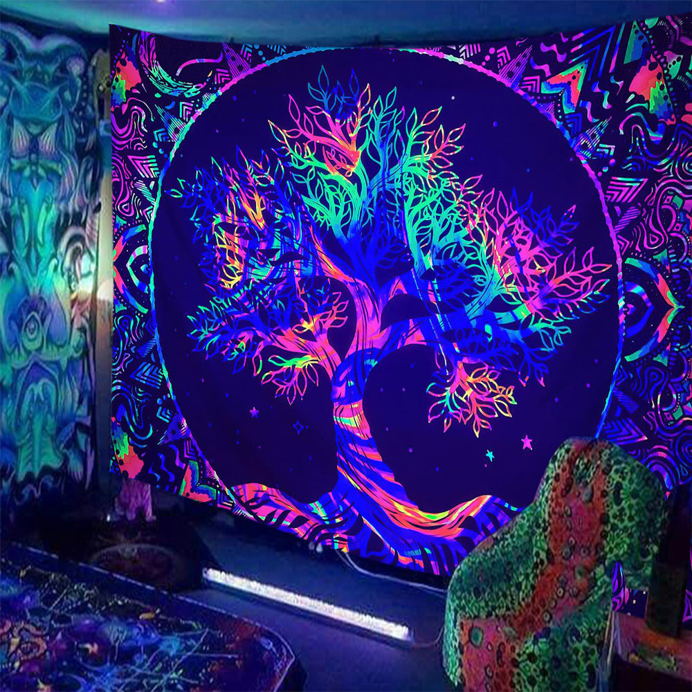 Skull Print Fluorescent Home Decor Tapestry - Fashion Style