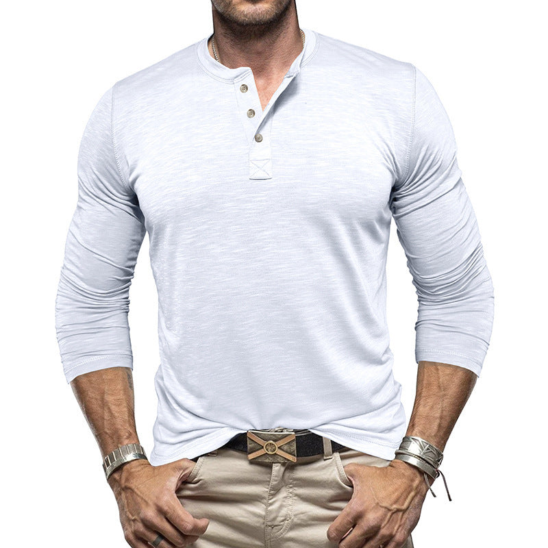 Men's Long-sleeved Henry Collar T-shirt | Stylish and Comfy