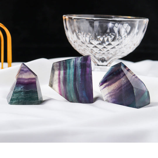 Rainbow Fluorite Polyhedron Ornament Home Decor Crystal - Buy Now