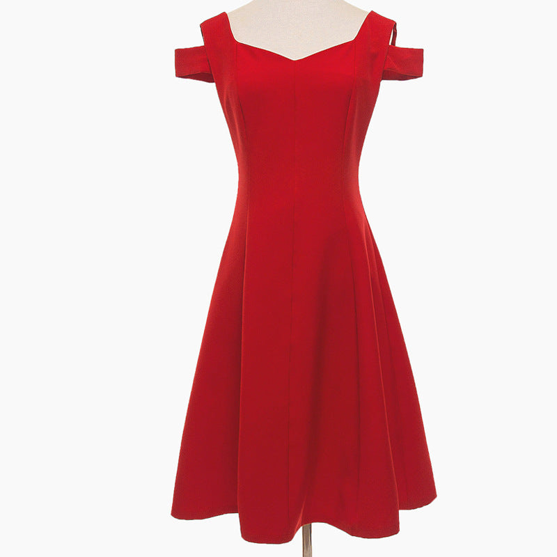 WOMENS DRESS A-Line V-Neck High Waist | Red & Black Options