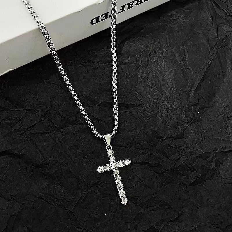 street diamond cross necklace