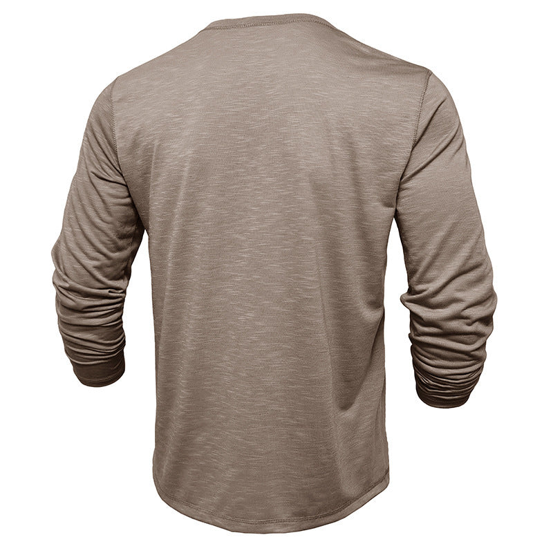Men's Long-sleeved Henry Collar T-shirt | Stylish and Comfy