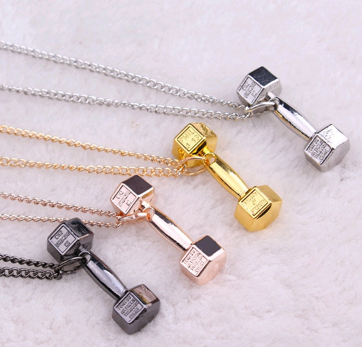 European fashion fitness dumbbell Necklace Pendant Korean