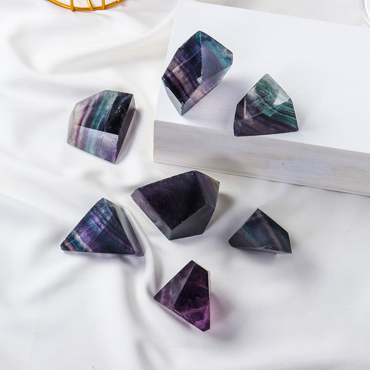 Rainbow Fluorite Polyhedron Ornament Home Decor Crystal - Buy Now
