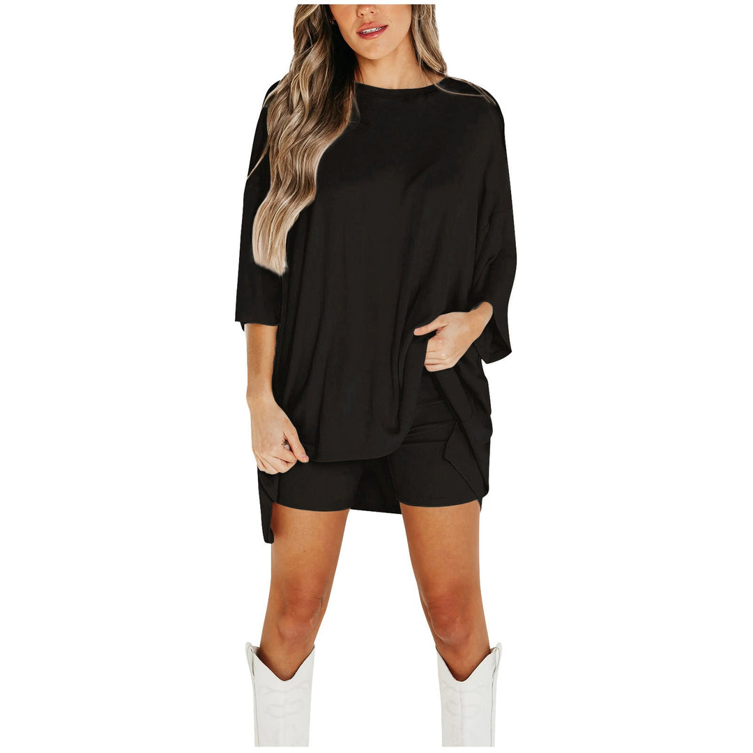 Clothing Fashion Solid Color Loose T-shirt & Shorts Women