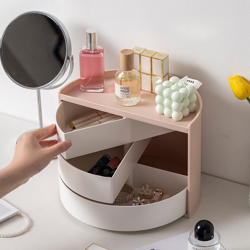 Cosmetics Rotating Storage Box - Stylish Plastic Organizer