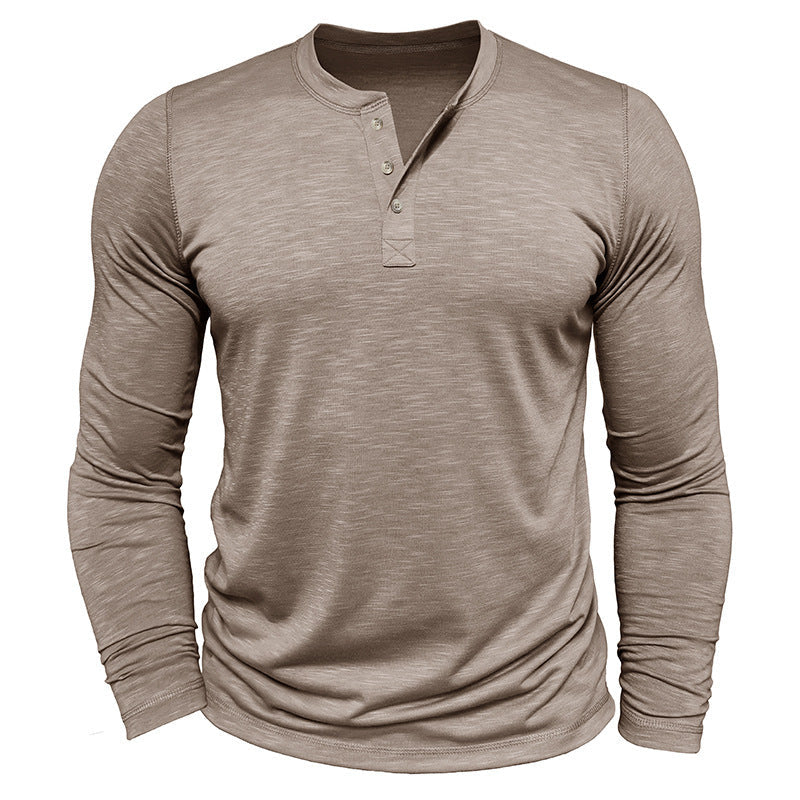 Men's Long-sleeved Henry Collar T-shirt | Stylish and Comfy