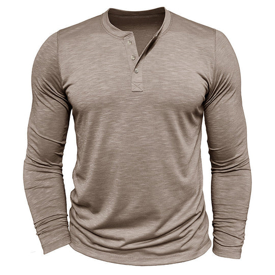 Men's Long-sleeved Henry Collar T-shirt | Stylish and Comfy