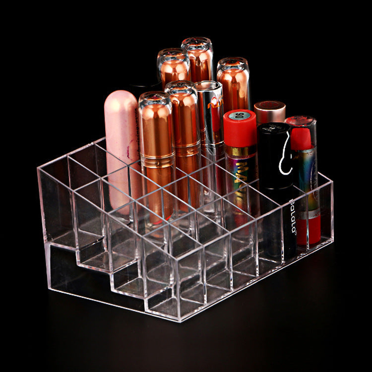 Transparent 24 Grid Cosmetics Shelf Lipstick Display Stand