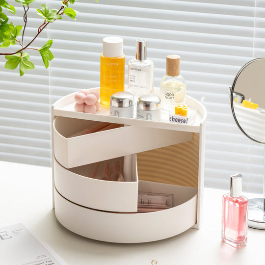 Cosmetics Rotating Storage Box - Stylish Plastic Organizer
