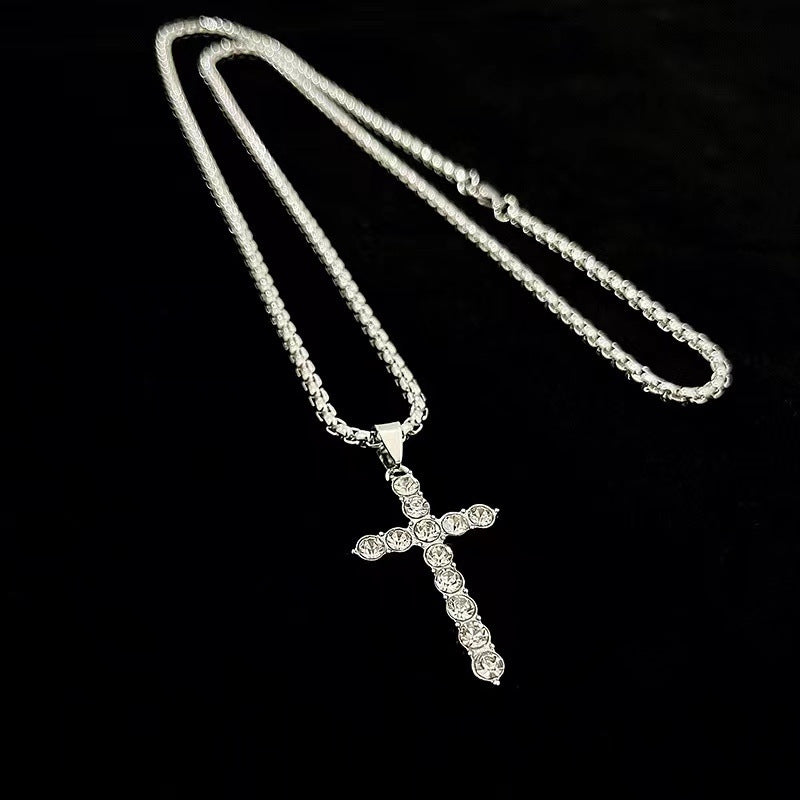 street diamond cross necklace