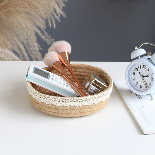 Jute Storage Basket Cosmetics Home for Sundries Storage