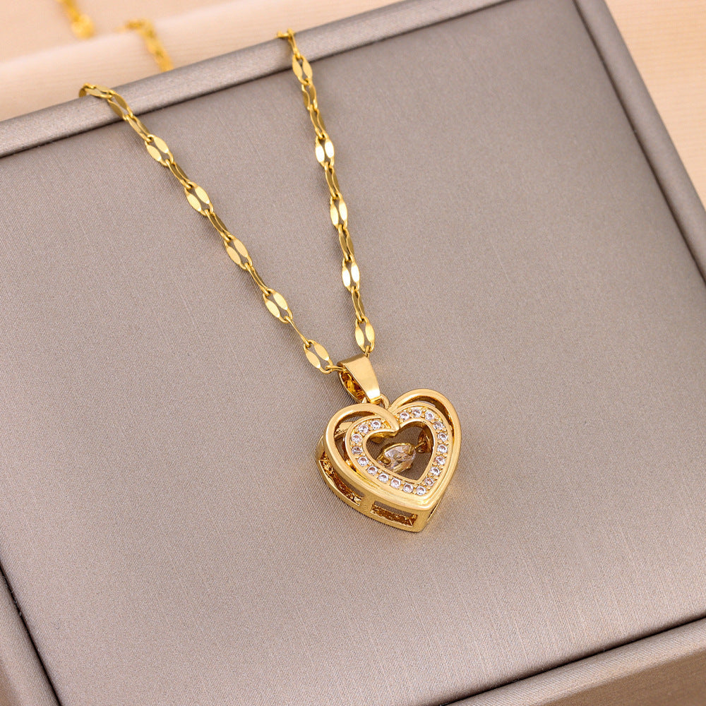 valentines day gift double-layer smart love pendant titanium necklace