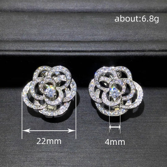 Camellia Rings Ear Studs Design Fashion Women - Elegant Jewelry
