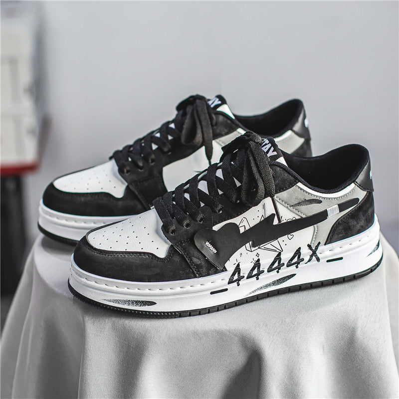 Distressed Graffiti Skateboard Shoes Men's Sneakers in Various Colors