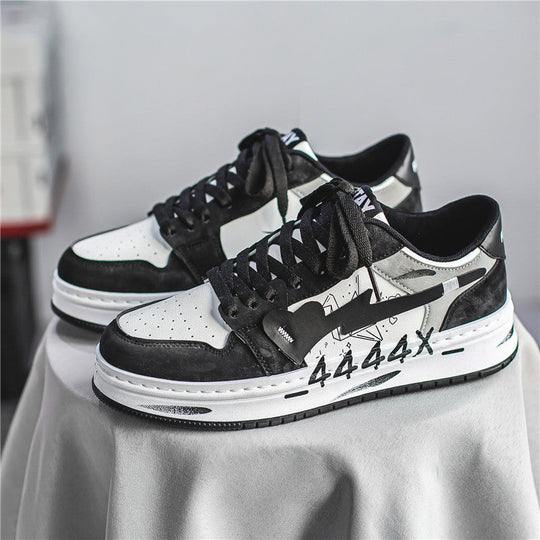 Distressed Graffiti Skateboard Shoes Men's Sneakers in Various Colors