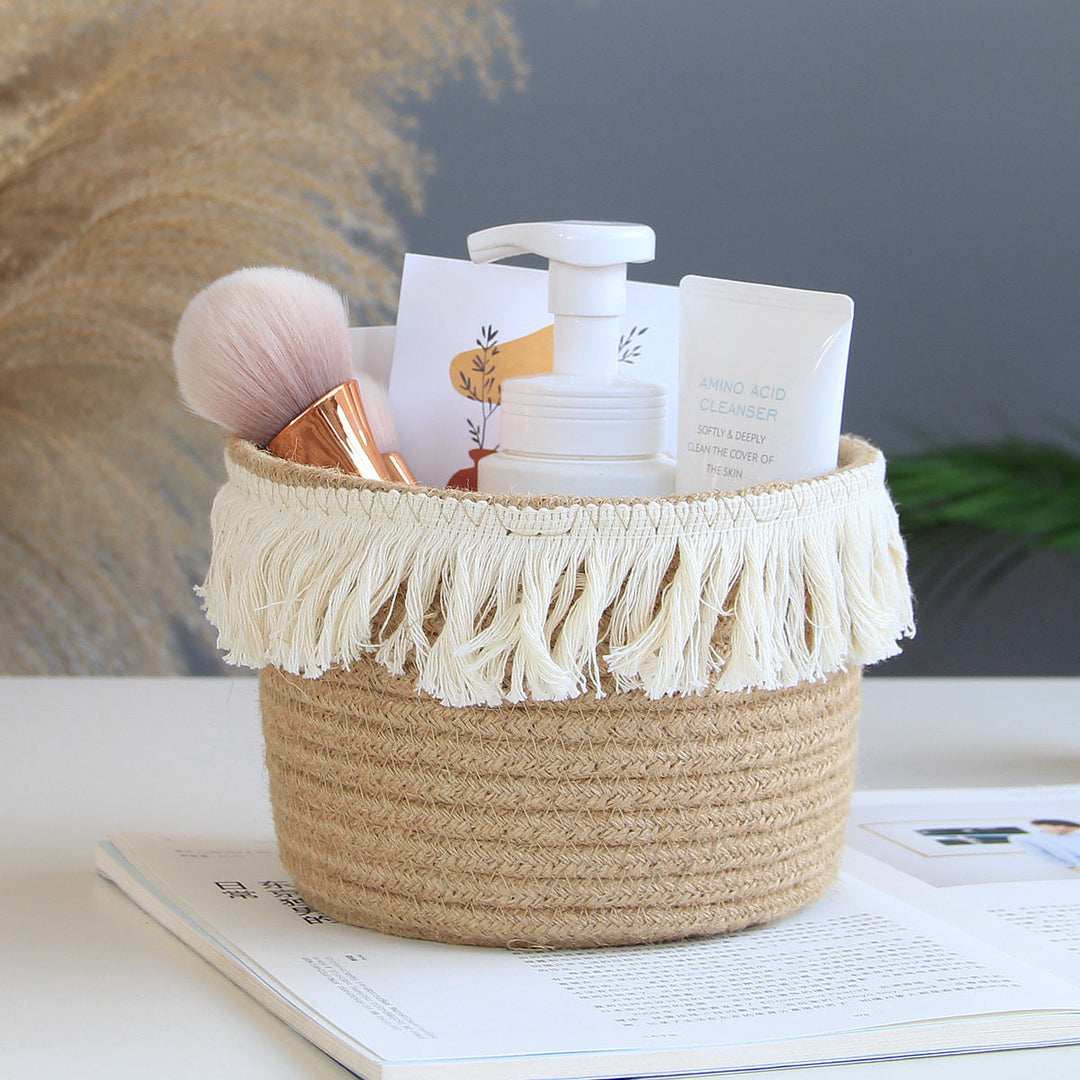 Jute Storage Basket Cosmetics Home for Sundries Storage