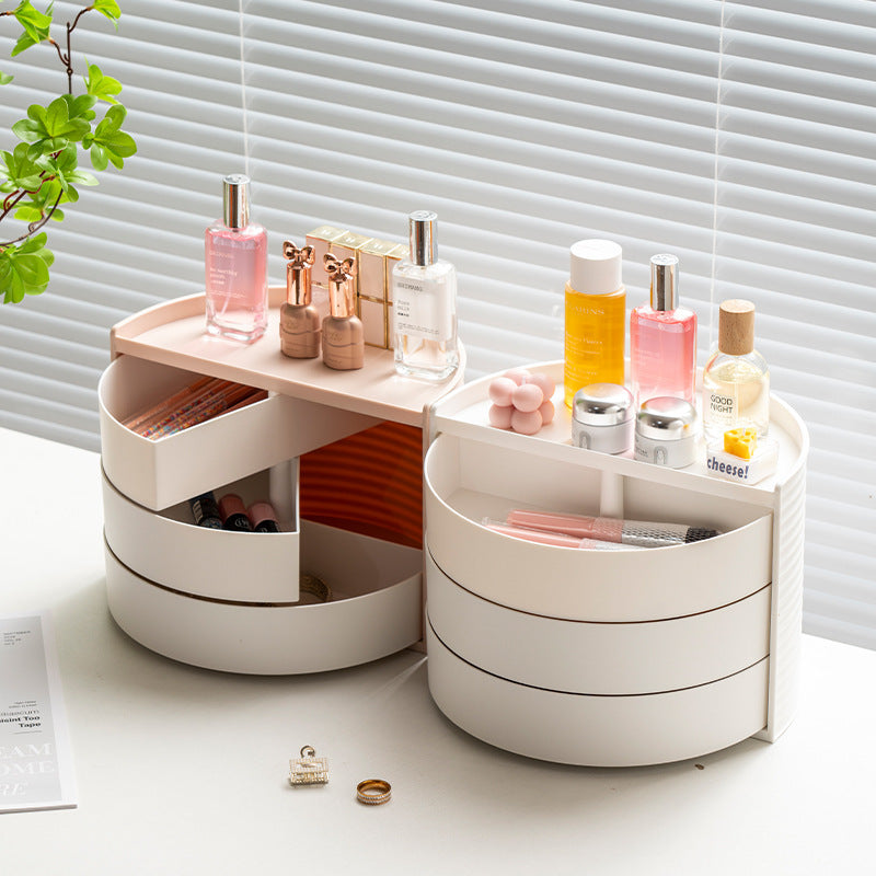 Cosmetics Rotating Storage Box - Stylish Plastic Organizer
